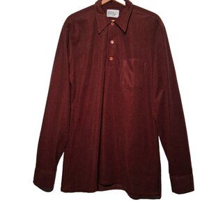 Vintage 1970s Pennshire Above Average Shirt L 16-16 1/2 Tall Man Brown Disco